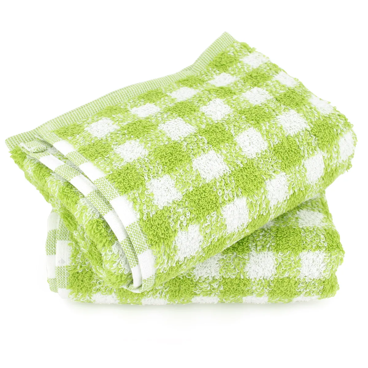 Lot De 2 Torchons De Cuisine Éponge 50x50 Cm Squares Vichy Vert Pistache