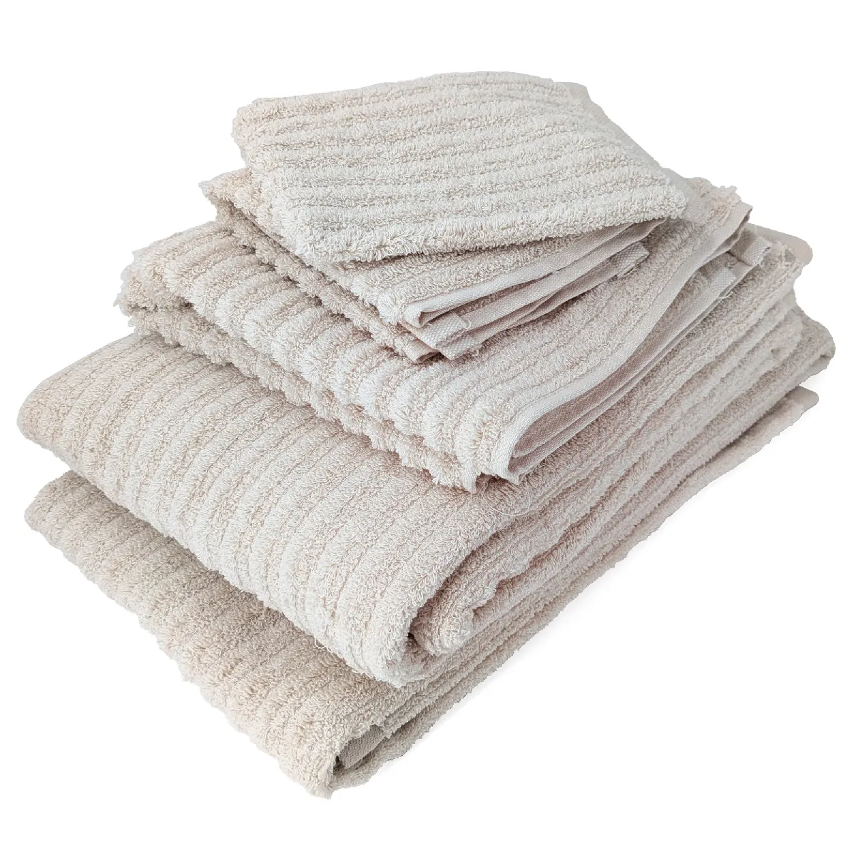 Parure De Bain Uni Coton Spectre Beige 7 Pièces
