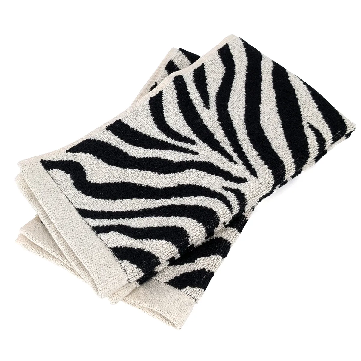 Lot De 2 Serviettes Invité Absorbantes Coton 33x50cm Zebra Beige