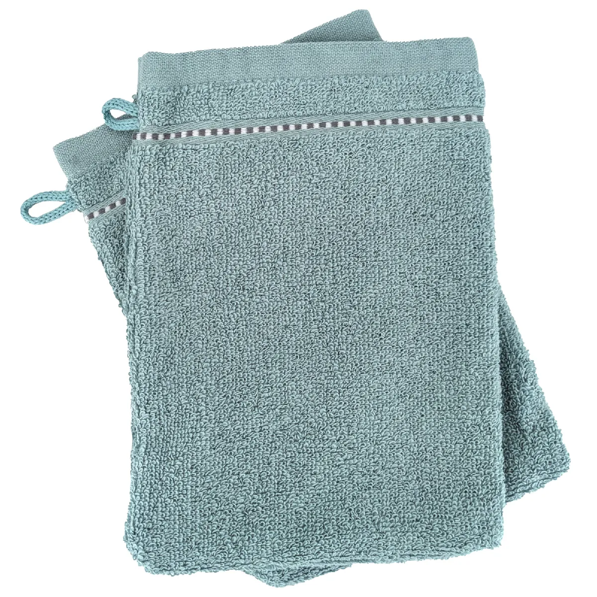 Lot De 2 Gants De Toilette 16x21 Cm Coton 500 G/m² Charm Bleu Olympique