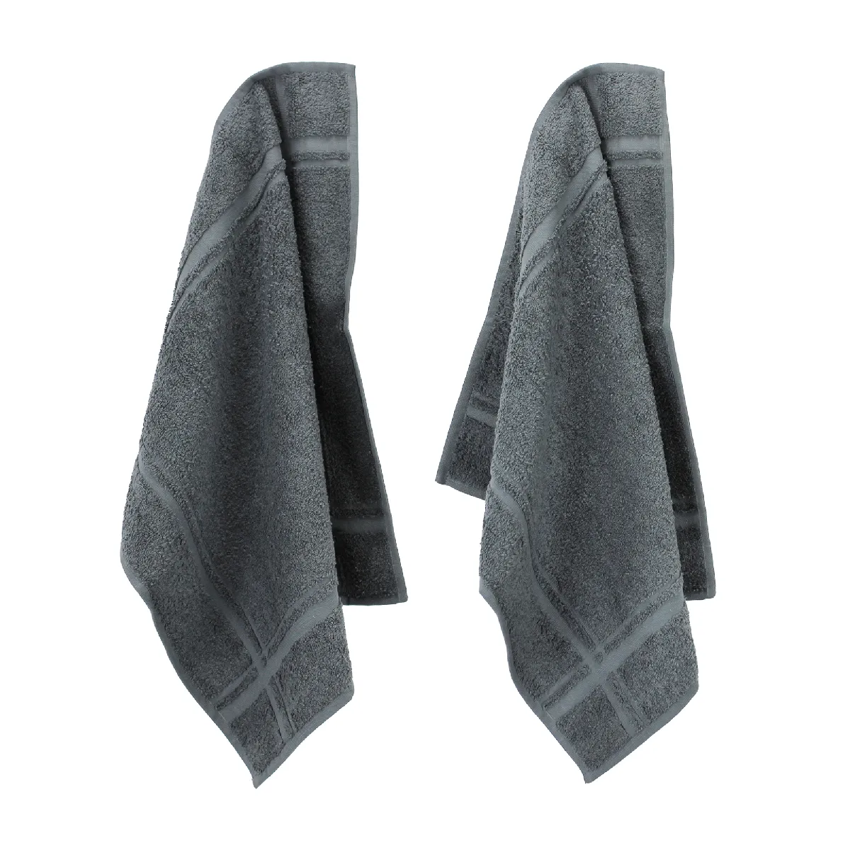 Lot De 2 Torchons De Cuisine 50x50 Cm Éponge Pure Kitchen Terry Gris