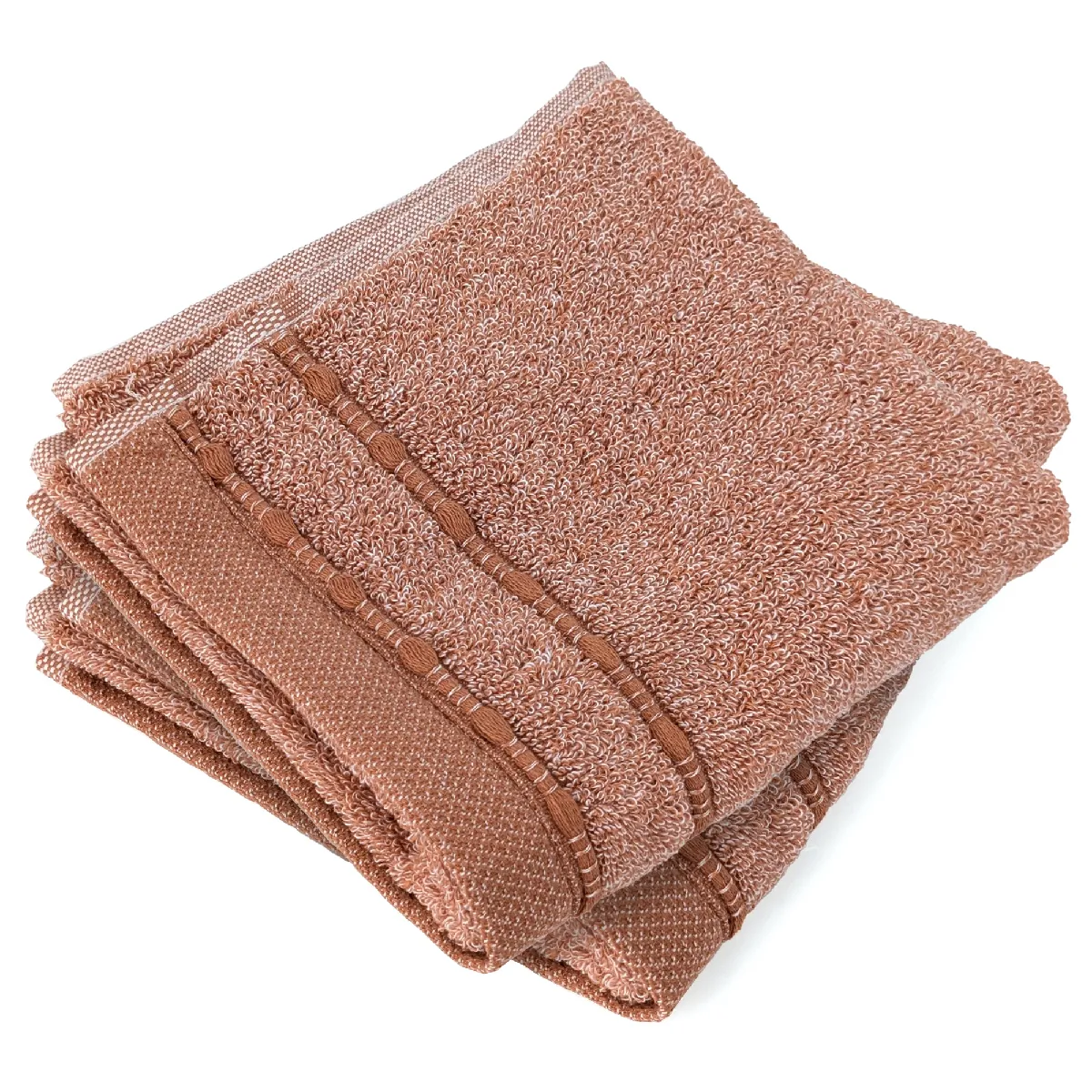 Lot De 2 Serviettes Invité Coton 33x50 Cm Vivid Marron Terre Cuite