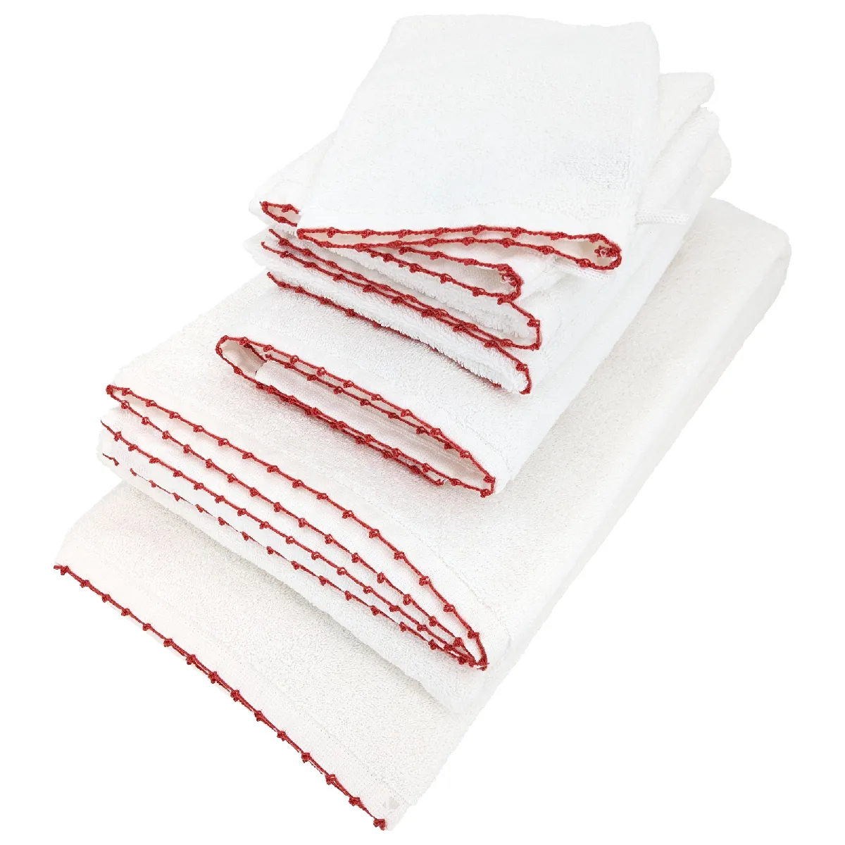 Parure De Bain 7 Pièces Collection Orla Pur Coton Avec Picueta Rose