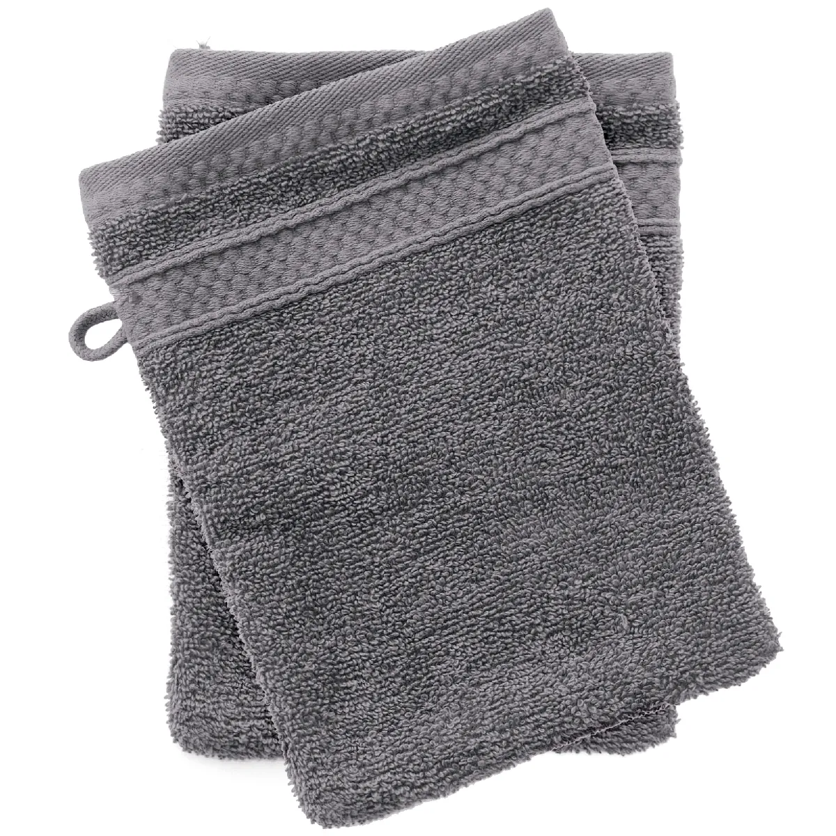 Lot De 2 Gants De Toilette Coton 550g/m2 Naïa Gris Ardoise