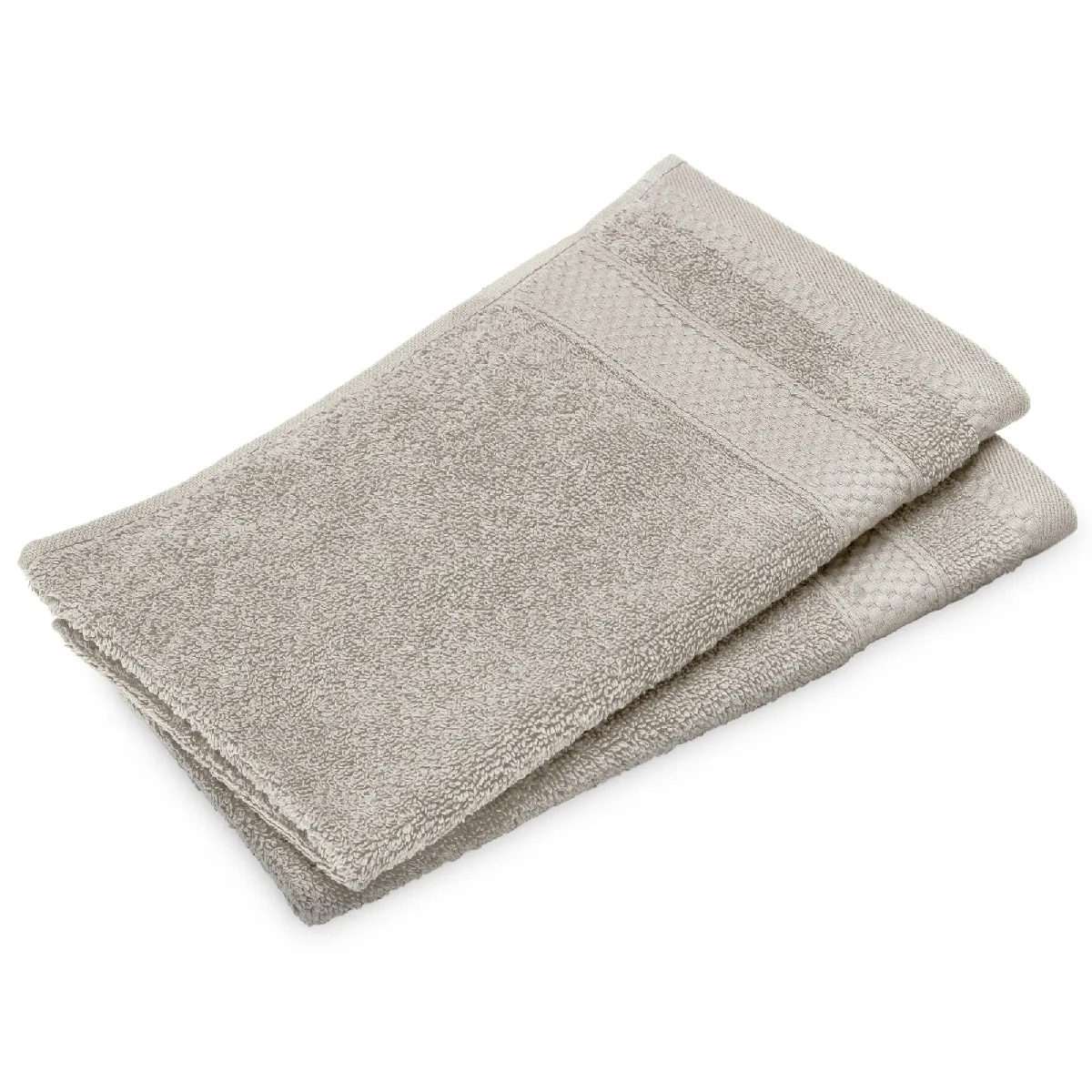 Lot De 2 Serviettes Invité Coton 550g/m2 30x50cm Naïa Beige Lin