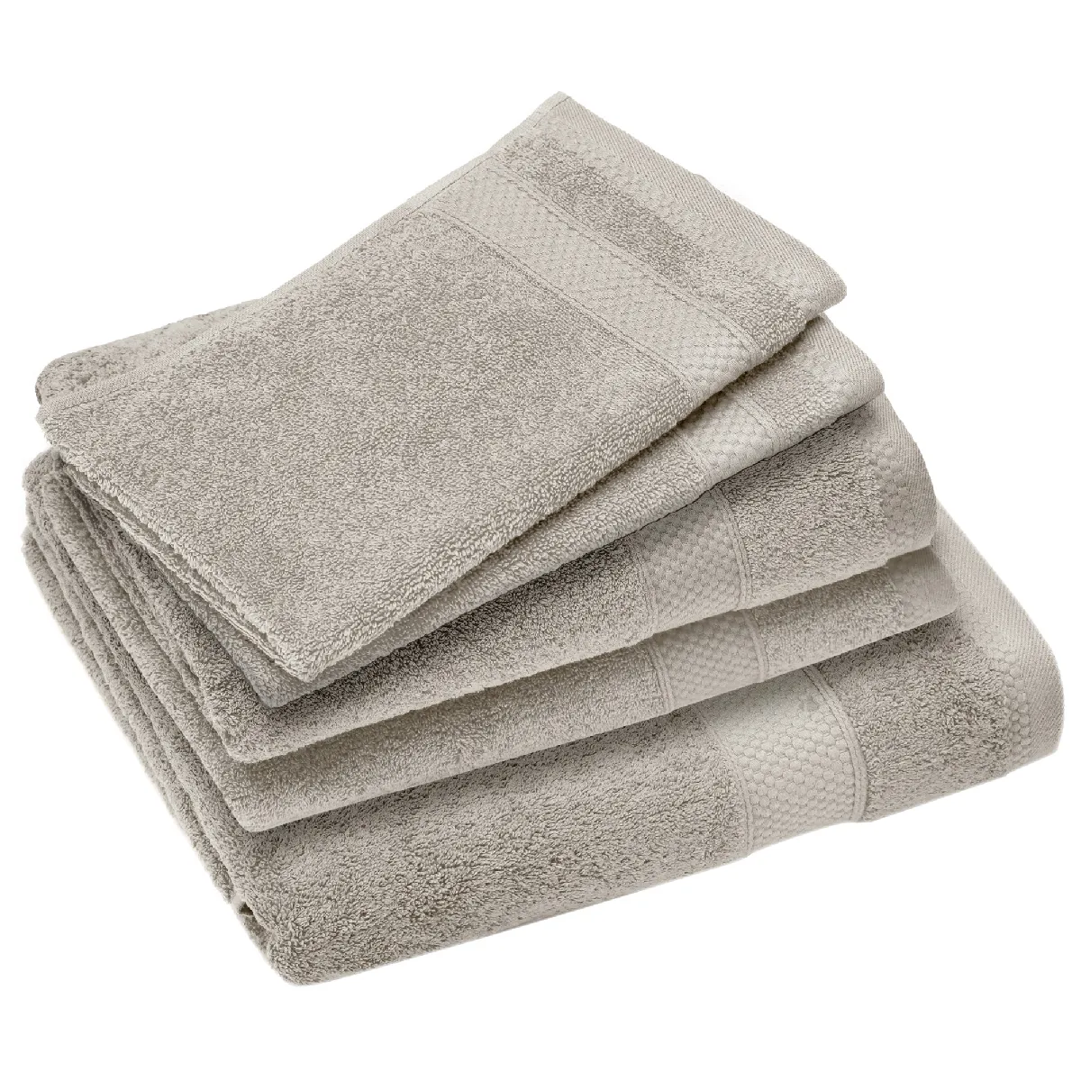 Parure De Bain Coton 550g/m2 Naïa Par Lot De 5 Beige Lin