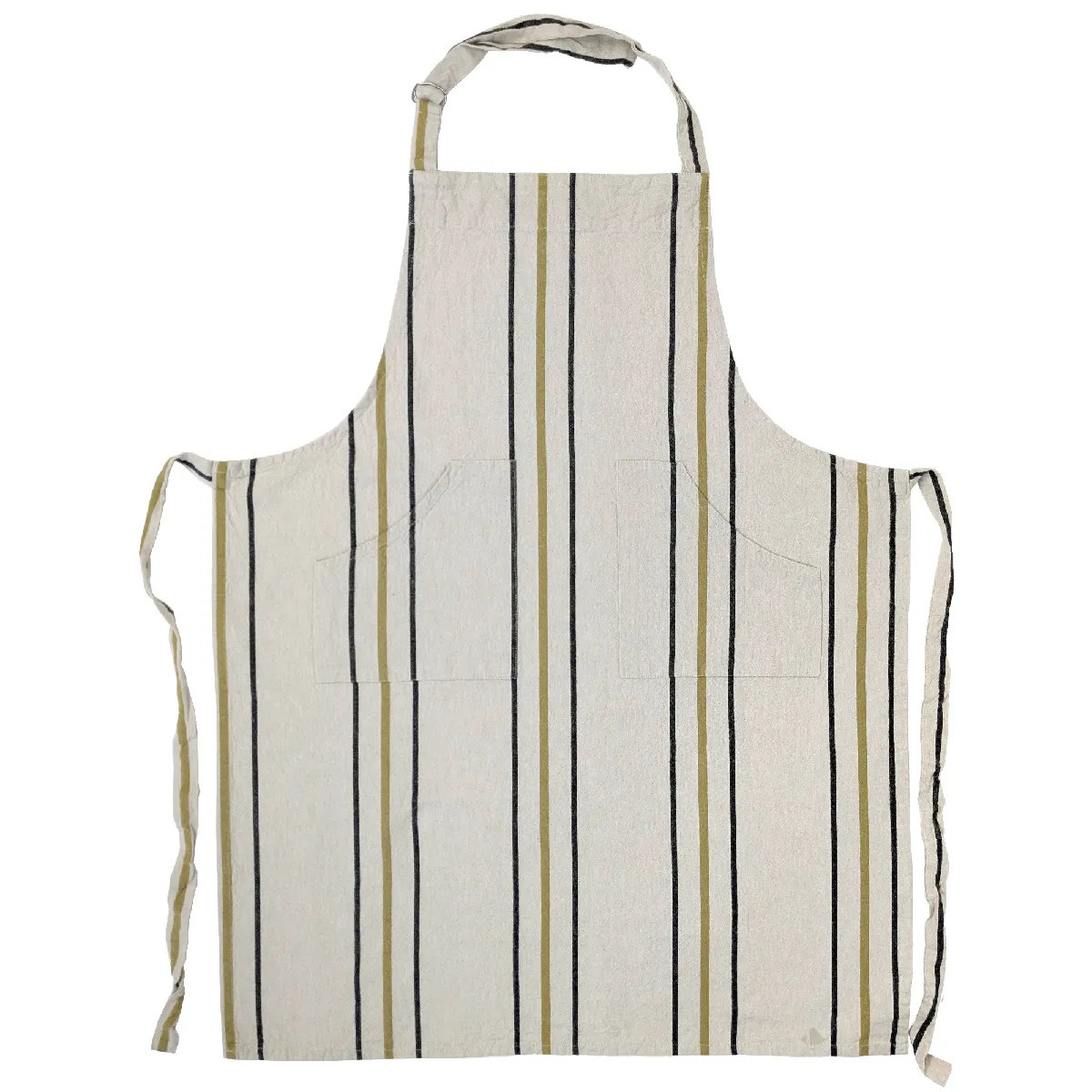 Tablier De Cuisine 70x90 Cm Hoshi En Coton Fil Teint À Rayures Jaune Jasmin