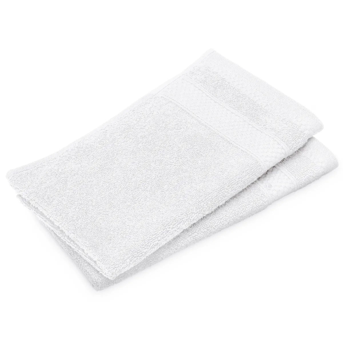 Lot De 2 Serviettes Invité Coton 550g/m2 30x50cm Naïa Blanc
