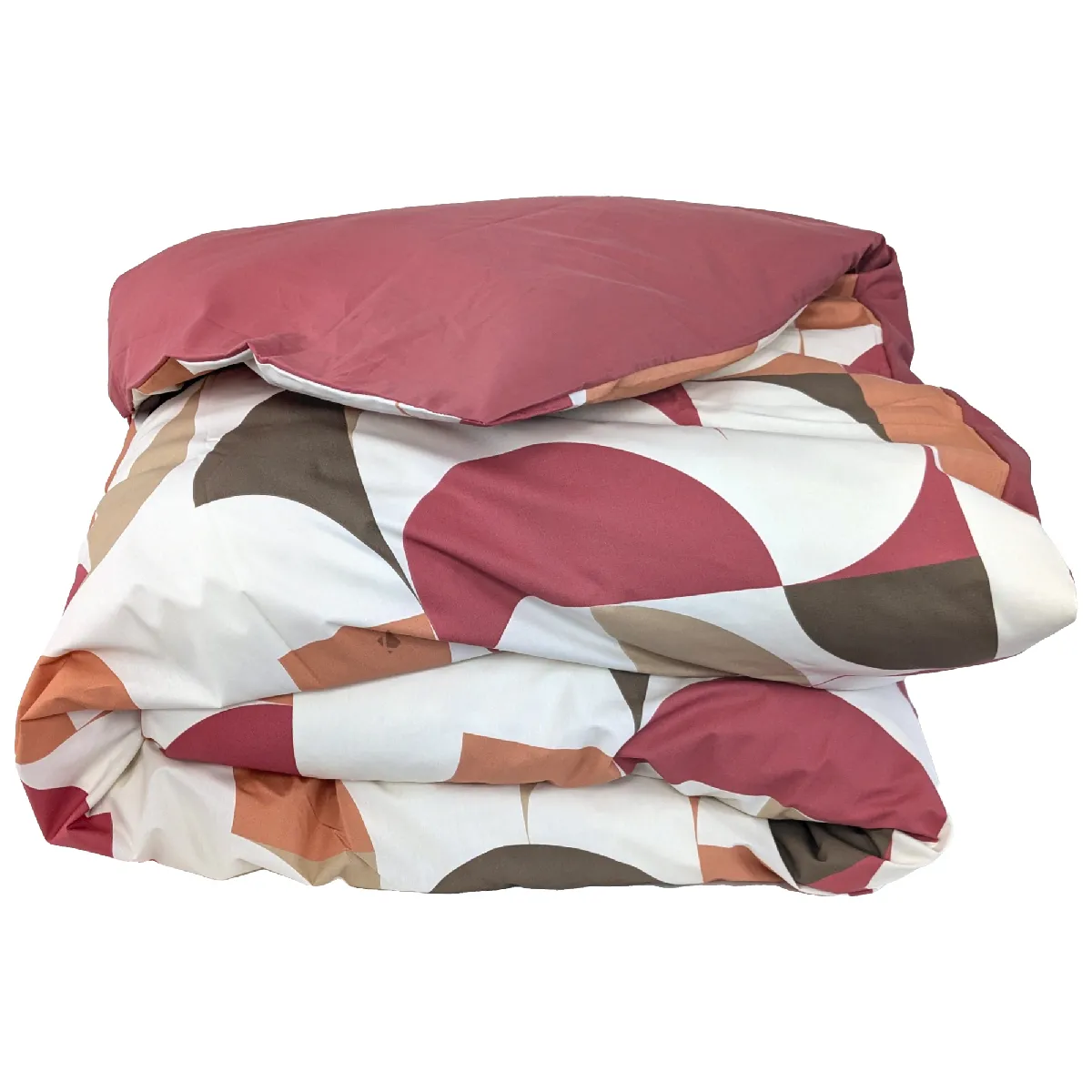 Housse De Couette 240x220 Cm En 100% Percale Modulo Blanc Acajou