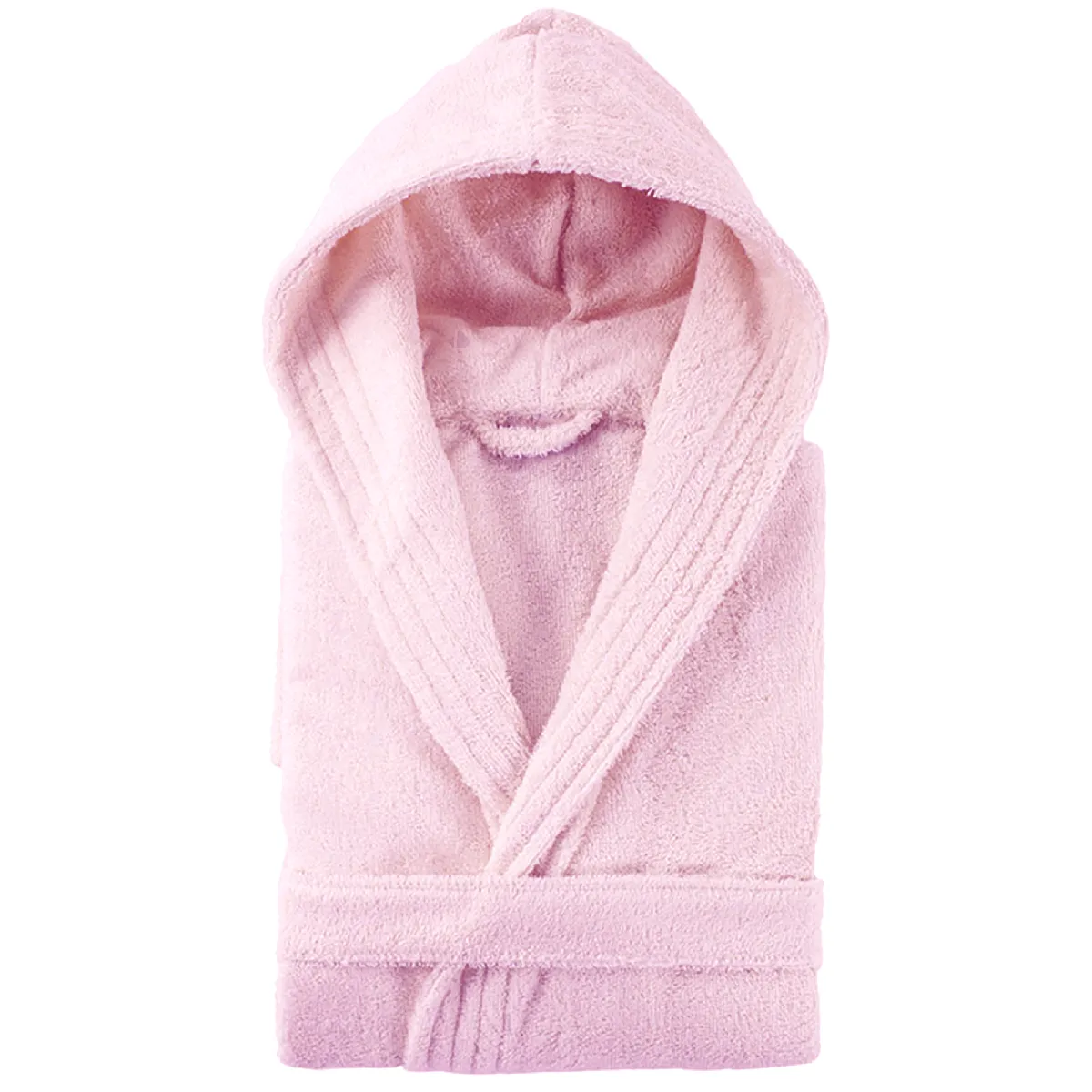 Peignoir À Capuche Adulte Pure Coton Xs Hauteur Courte Rose Bonbon