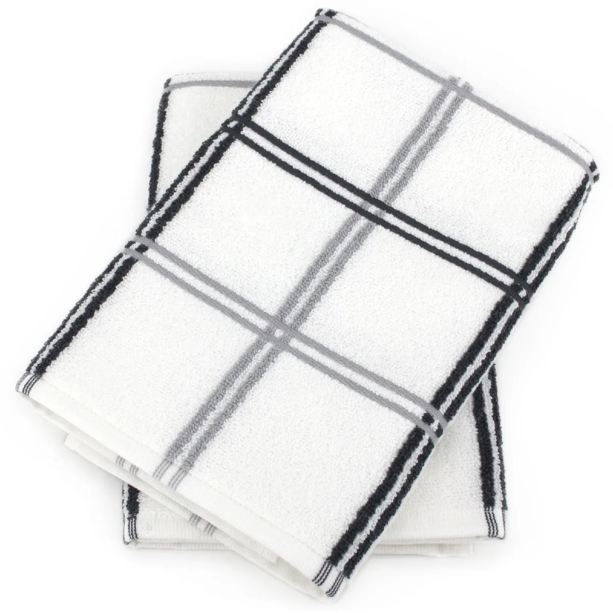 Lot De 2 Torchons De Cuisine Éponge 50x50 Cm Squares Gris