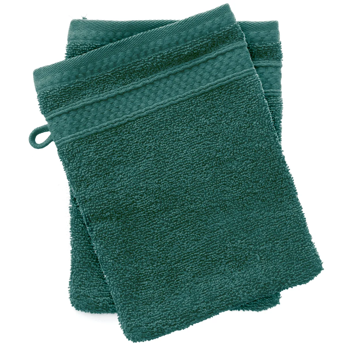 Lot De 2 Gants De Toilette Coton 550g/m2 Naïa Bleu Paon