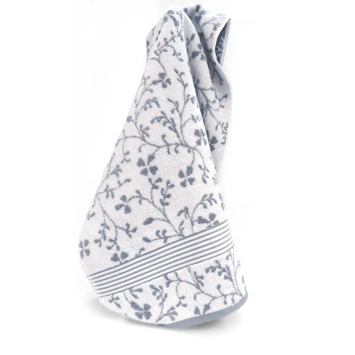 Drap De Douche 70x140 Cm Vintage Floral Gris 550g/m2