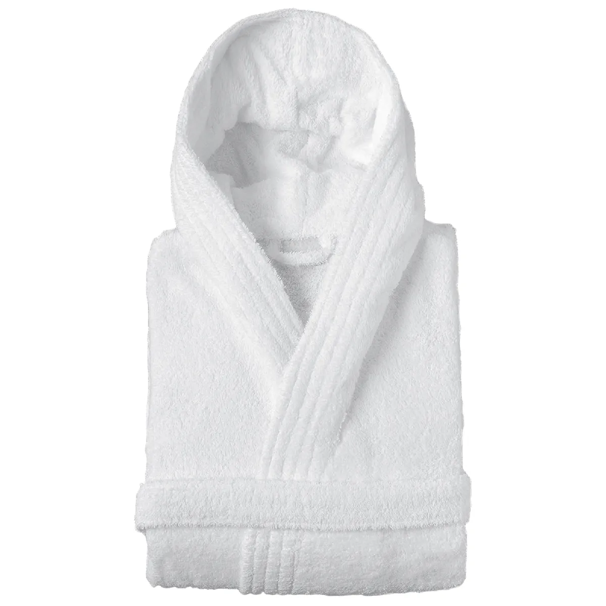 Peignoir À Capuche Adulte Pure Coton Xl Hauteur Courte Blanc