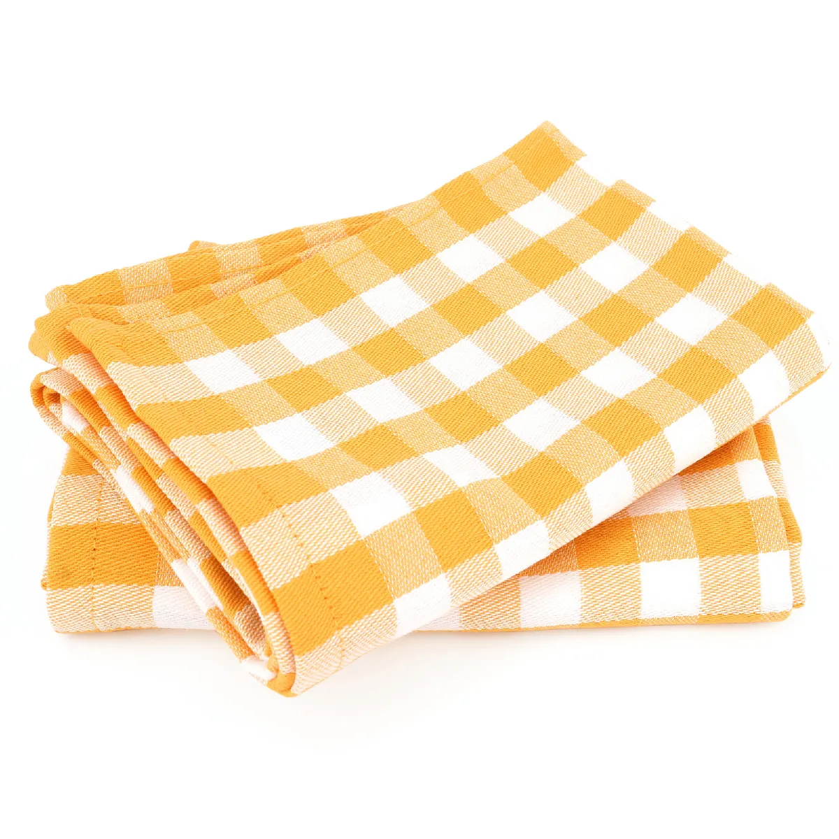 Lot De 2 Torchons De Cuisine Toile 50x70 Cm Squares Vichy Jaune