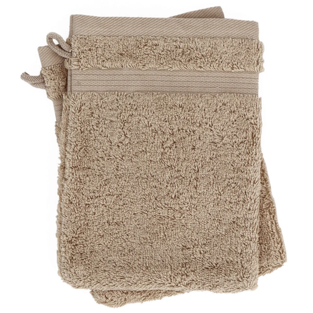 Lot De 2 Gants De Toilette 16x21 Cm Luxor Taupe