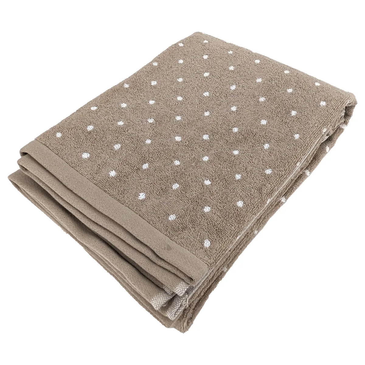 Drap De Douche En Coton 70x140 Cm Collection Efficient Dots Marron Roble