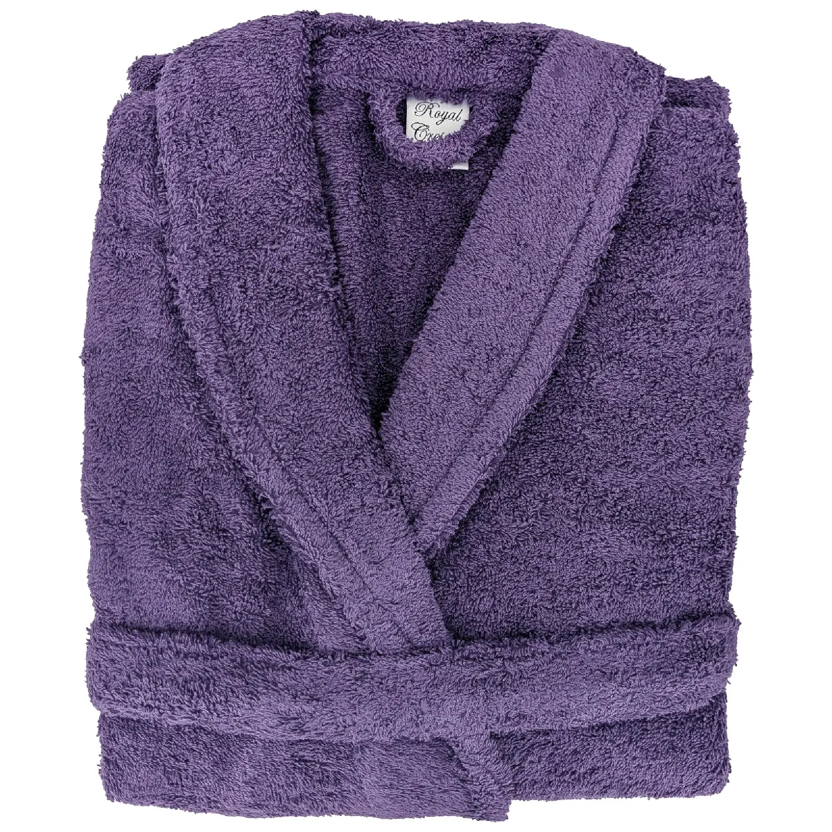 Peignoir Col Châle Royal Cresent Éponge Coton Taille M Violet Prune