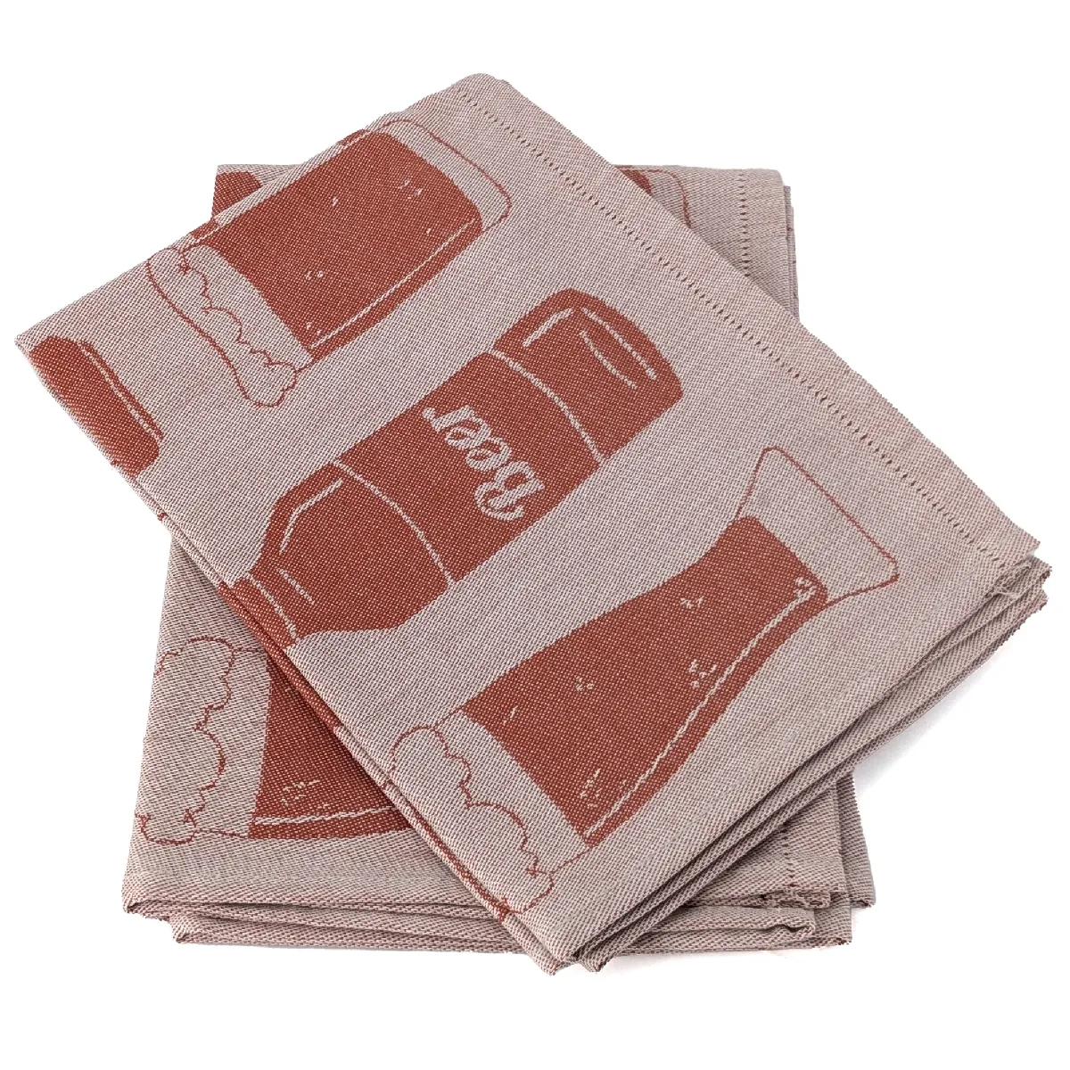 Lot De 2 Torchons De Cuisine Pur Coton 50x70 Cm Beer Rouge Brique