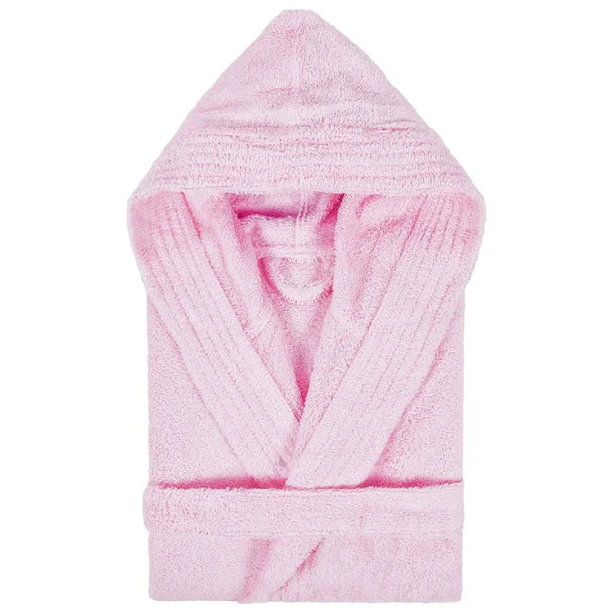 Peignoir À Capuche Enfant Pure Coton 12 Ans Rose Bonbon