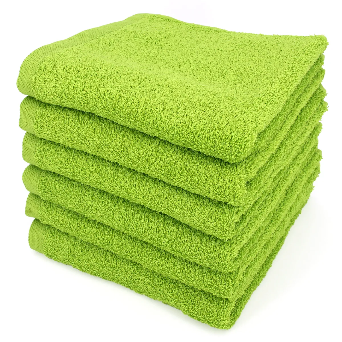 Lot De 6 Serviettes De Toilette 50x90 Cm Alpha Vert Pistache