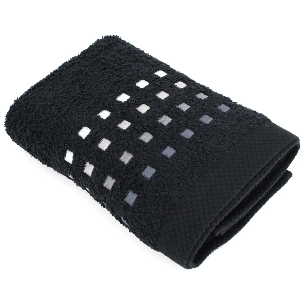 Linnea Pure Squares Serviette À Main Noir 50 X 100 Cm