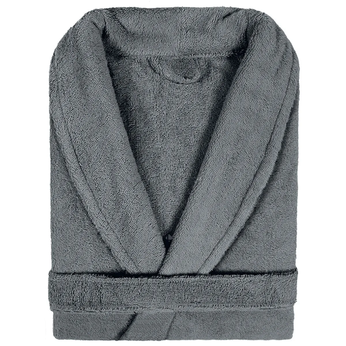 Peignoir Col Châle Adulte Pure Coton Xxl Gris Anthracite