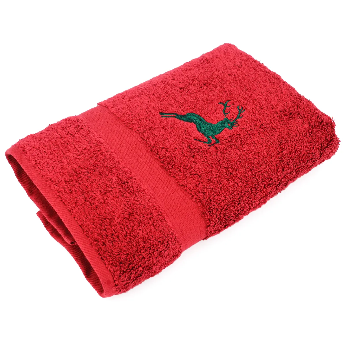 Drap De Douche 70x130 Cm Hirsh Bordeaux/vert 600g/m2