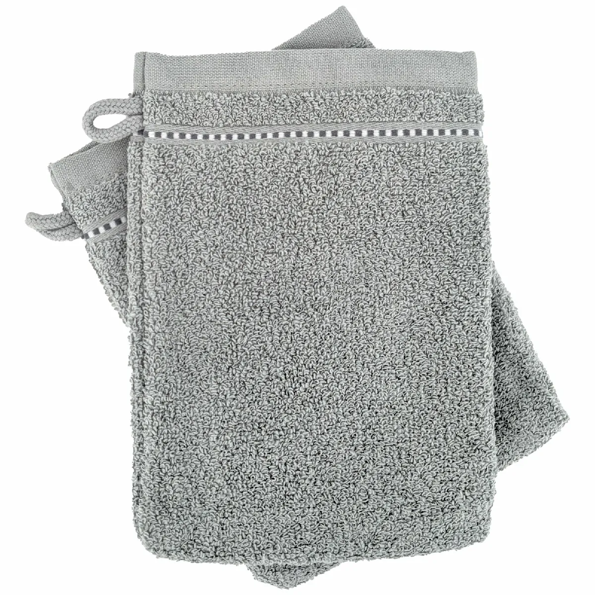 Lot De 2 Gants De Toilette 16x21 Cm Coton 500 G/m² Charm Gris Argent