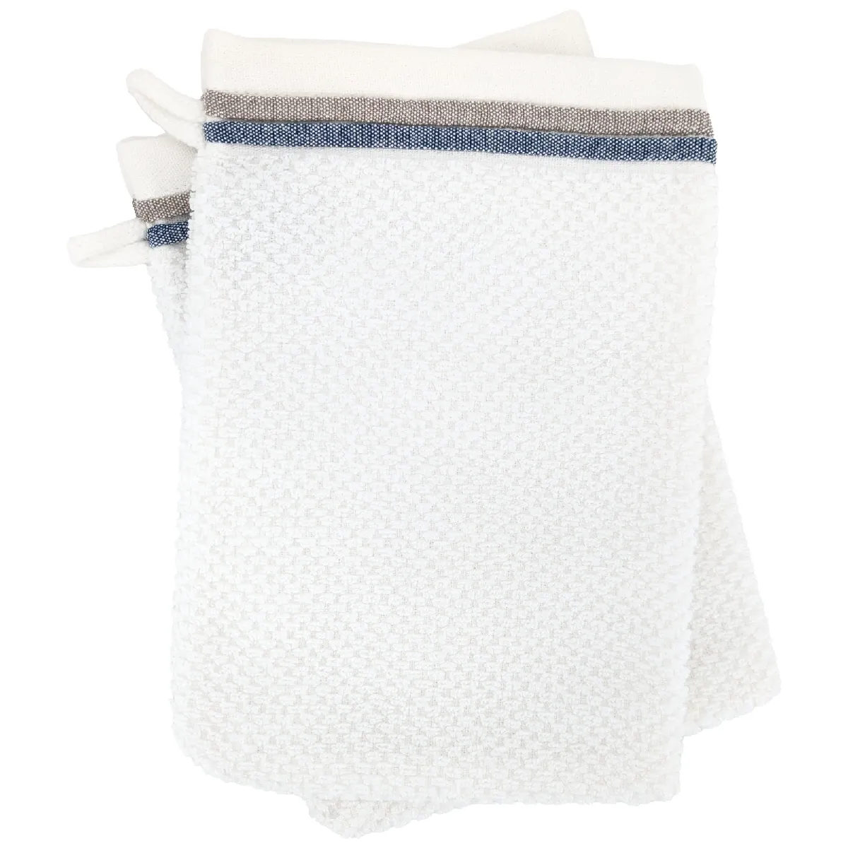 Lot De 2 Gants De Toilette 16x21 Cm Pur Coton Serata Blanc Bleu