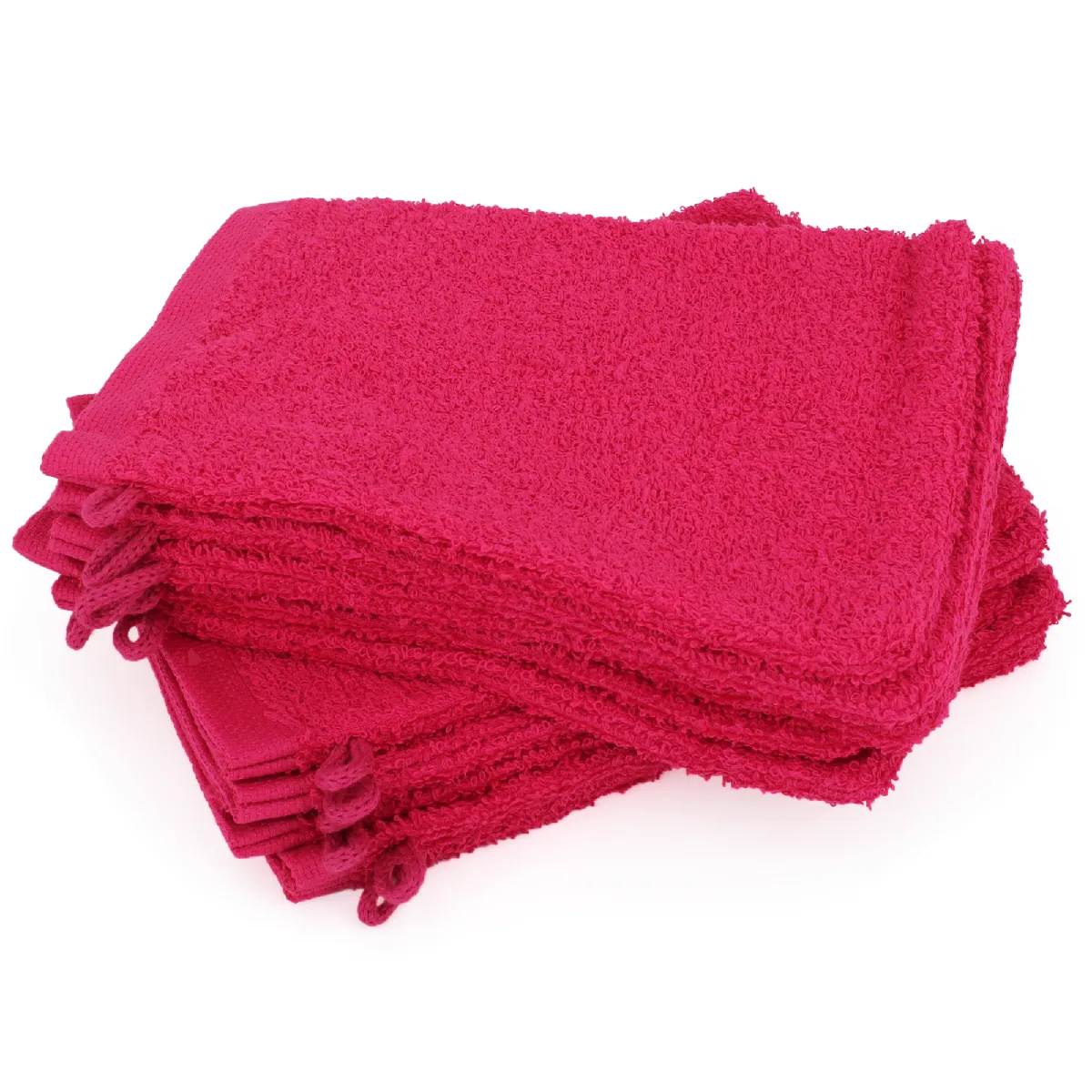 Lot De 12 Gants De Toilette 16x21 Cm Alpha Rose Fuschia
