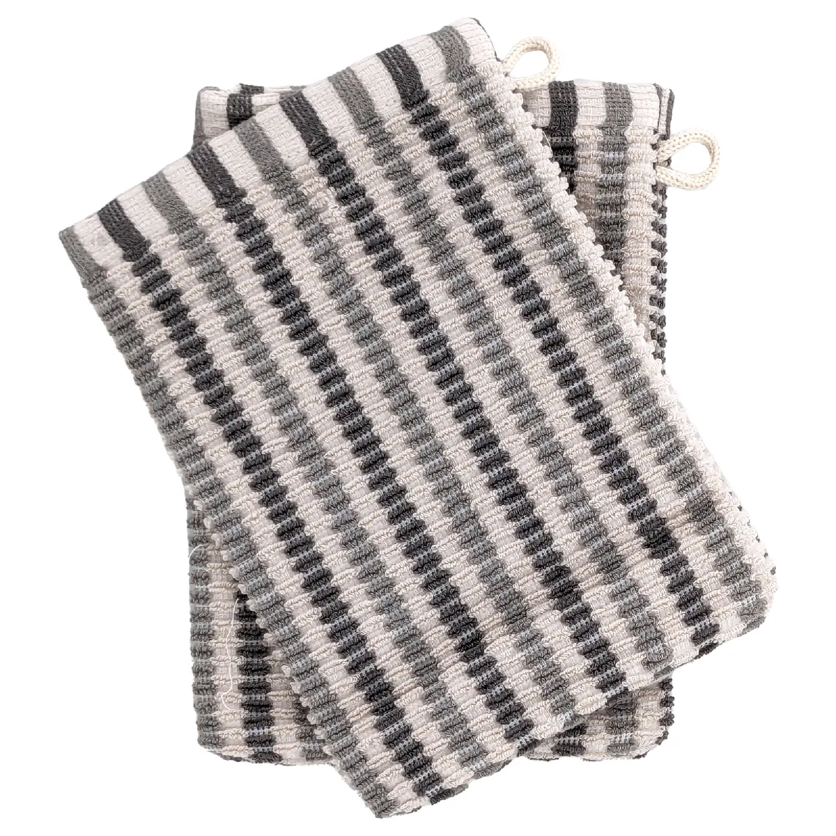 Lot De Deux Gants De Toilette 16x21 Cm Pur Coton Collection Breeze Gris