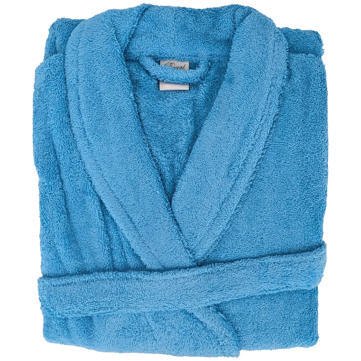 Peignoir Col Châle Royal Cresent Éponge Coton Taille M Bleu Ciel