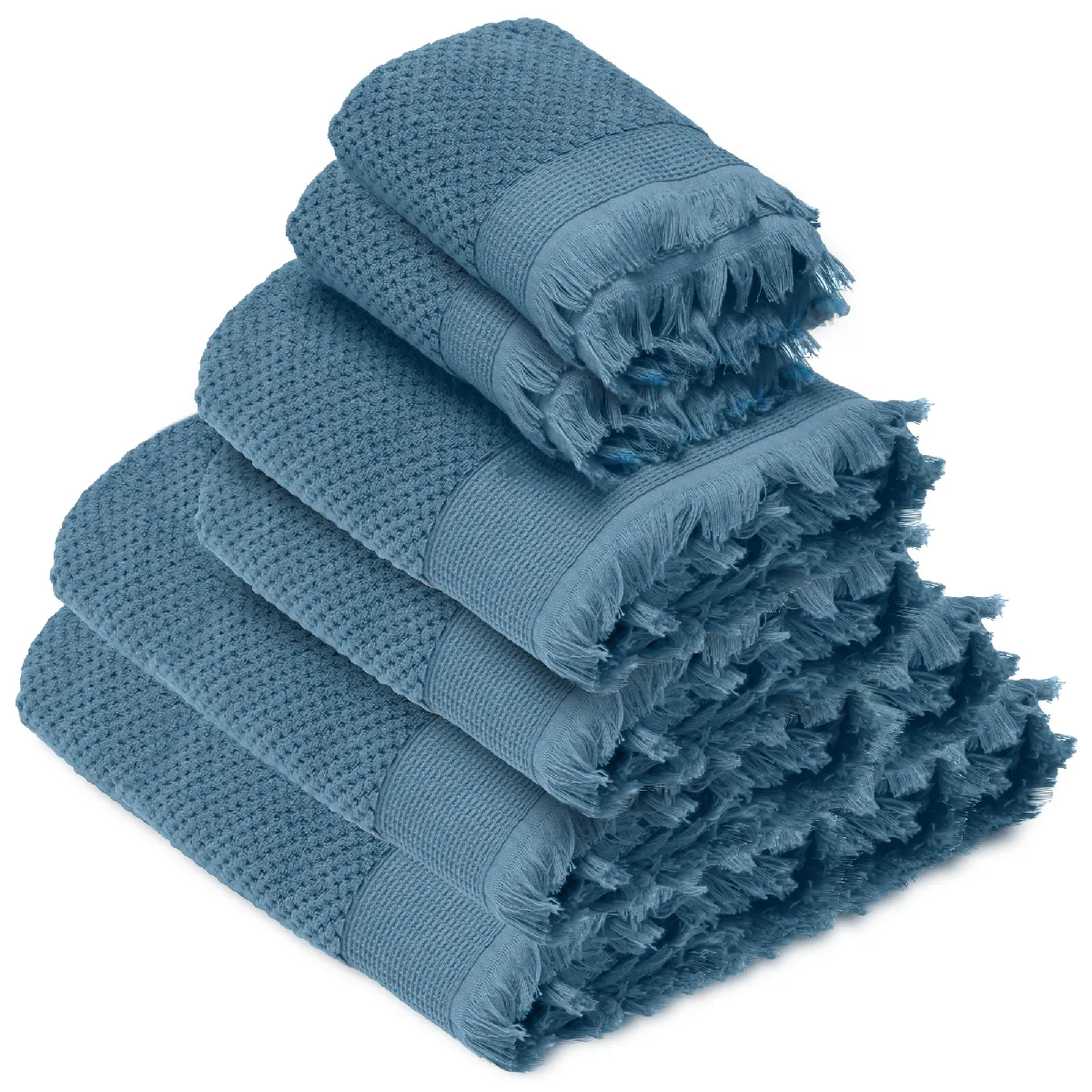 Parure De Bain Tethys 6 Pièces Micro-coton Bleu Orage