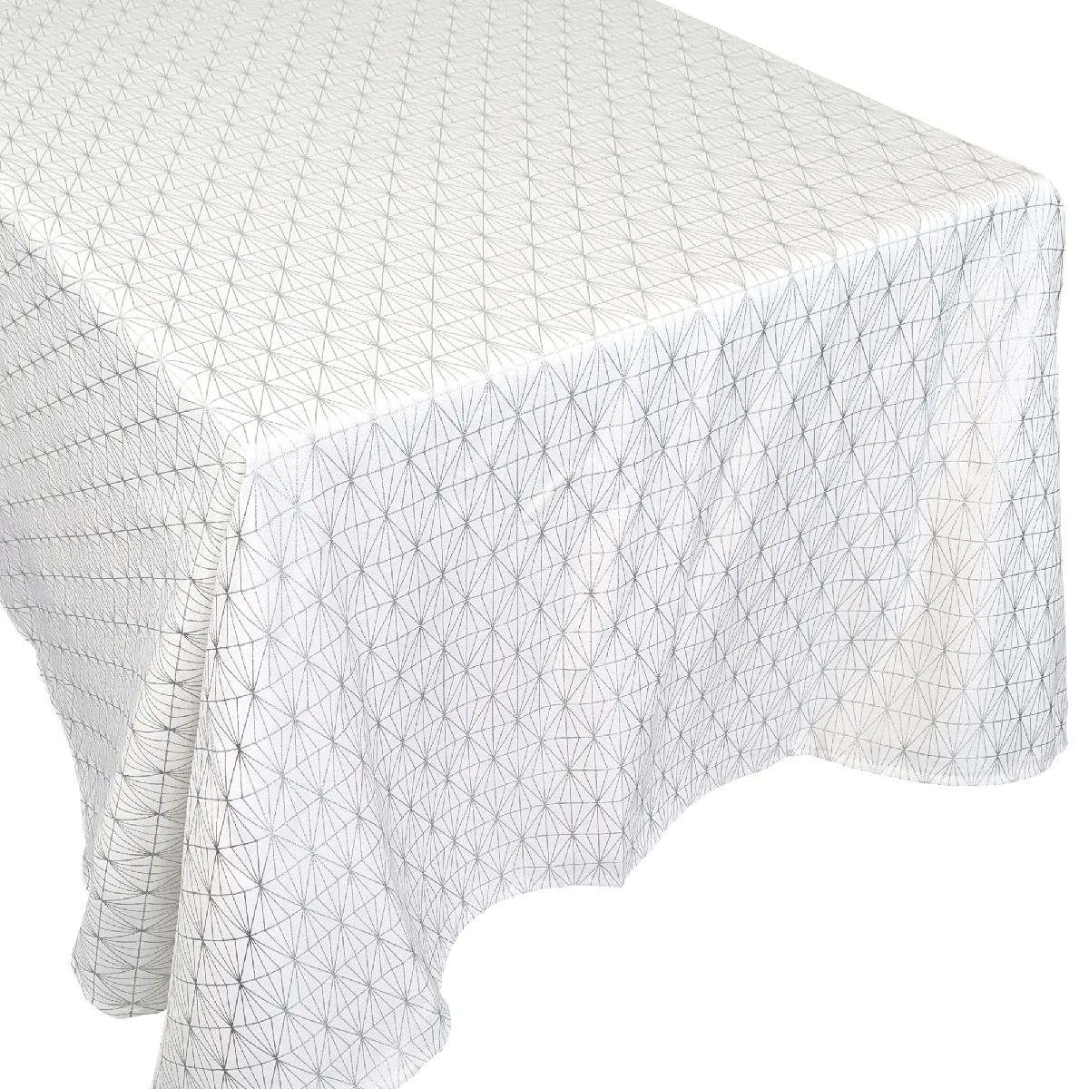 Nappe Rectangle 140x250 Cm Gold Motifs Géométriques Blanche Argentée