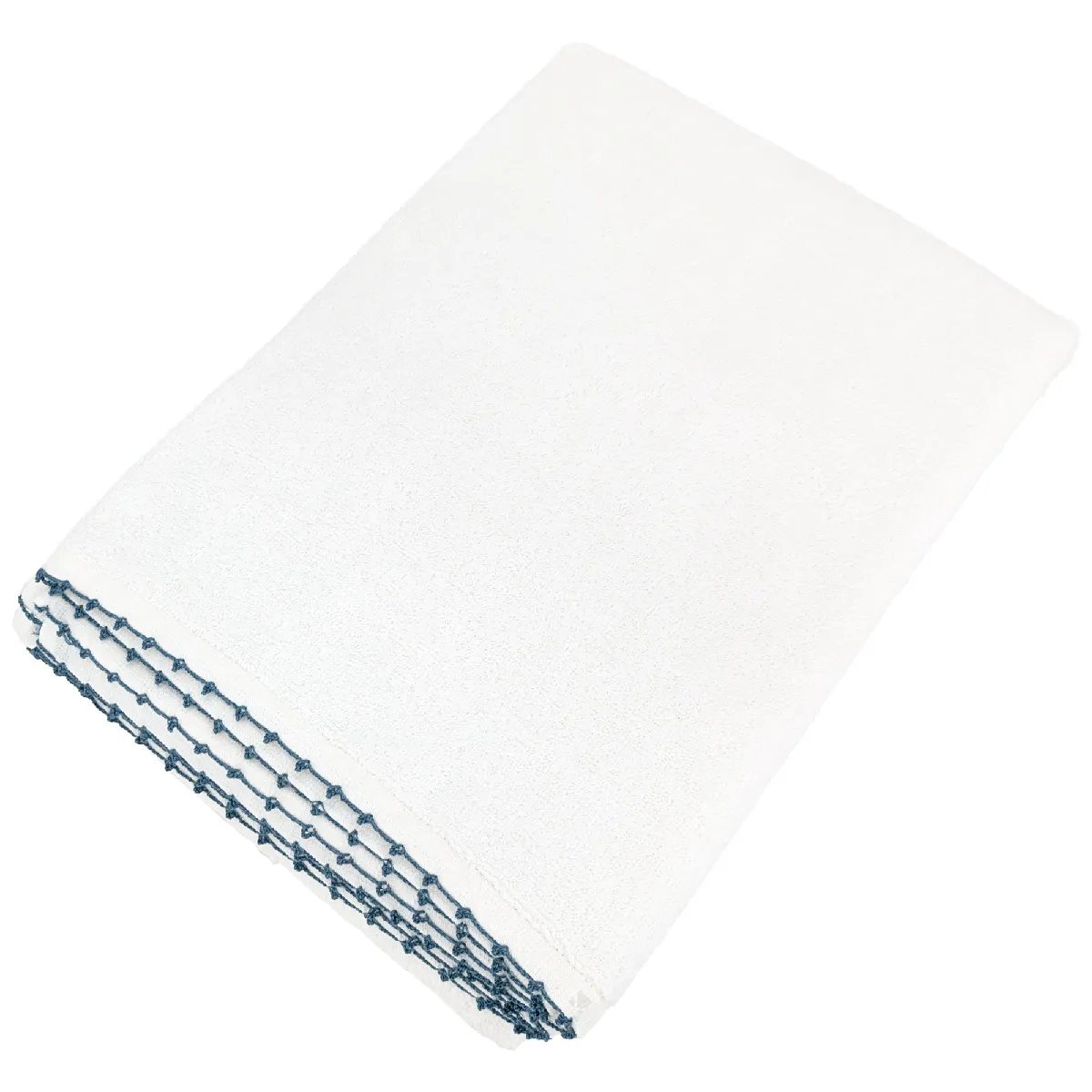 Drap De Bain 100x150 Cm Pur Coton Collection Orla Avec Picueta Bleu