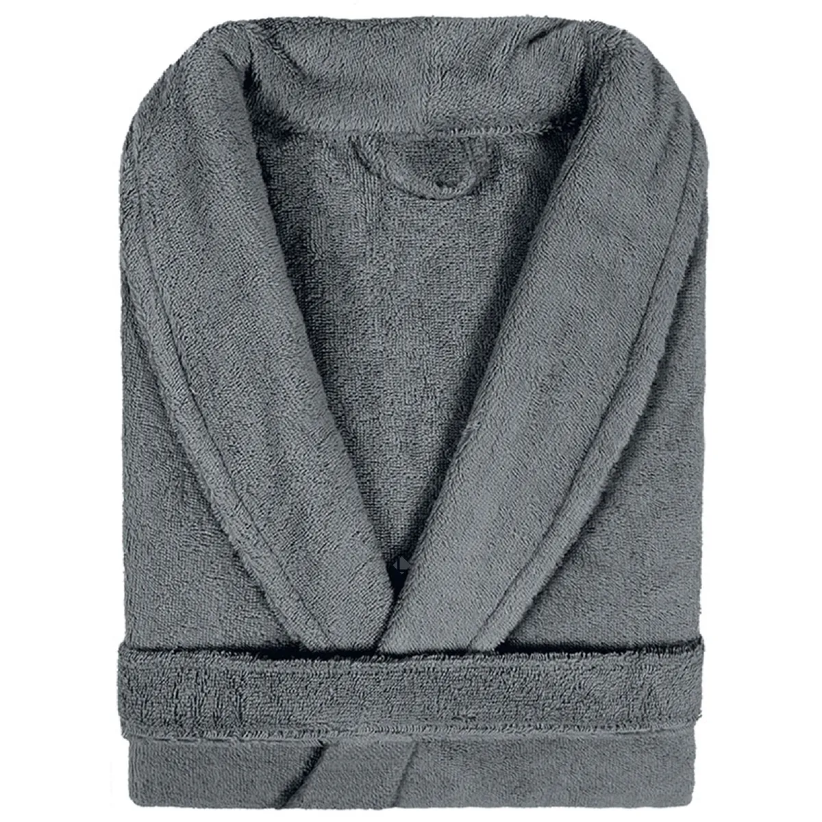 Peignoir Col Châle Adulte Pure Coton Xl Gris Anthracite