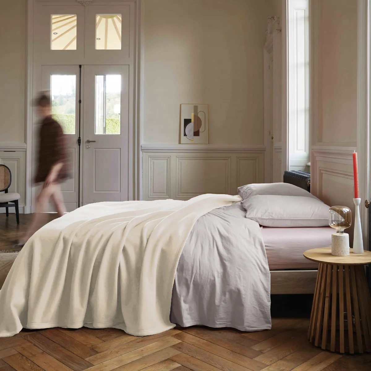 Linnea Teddy Plaid 240 X 260 Cm Polyester Blanc