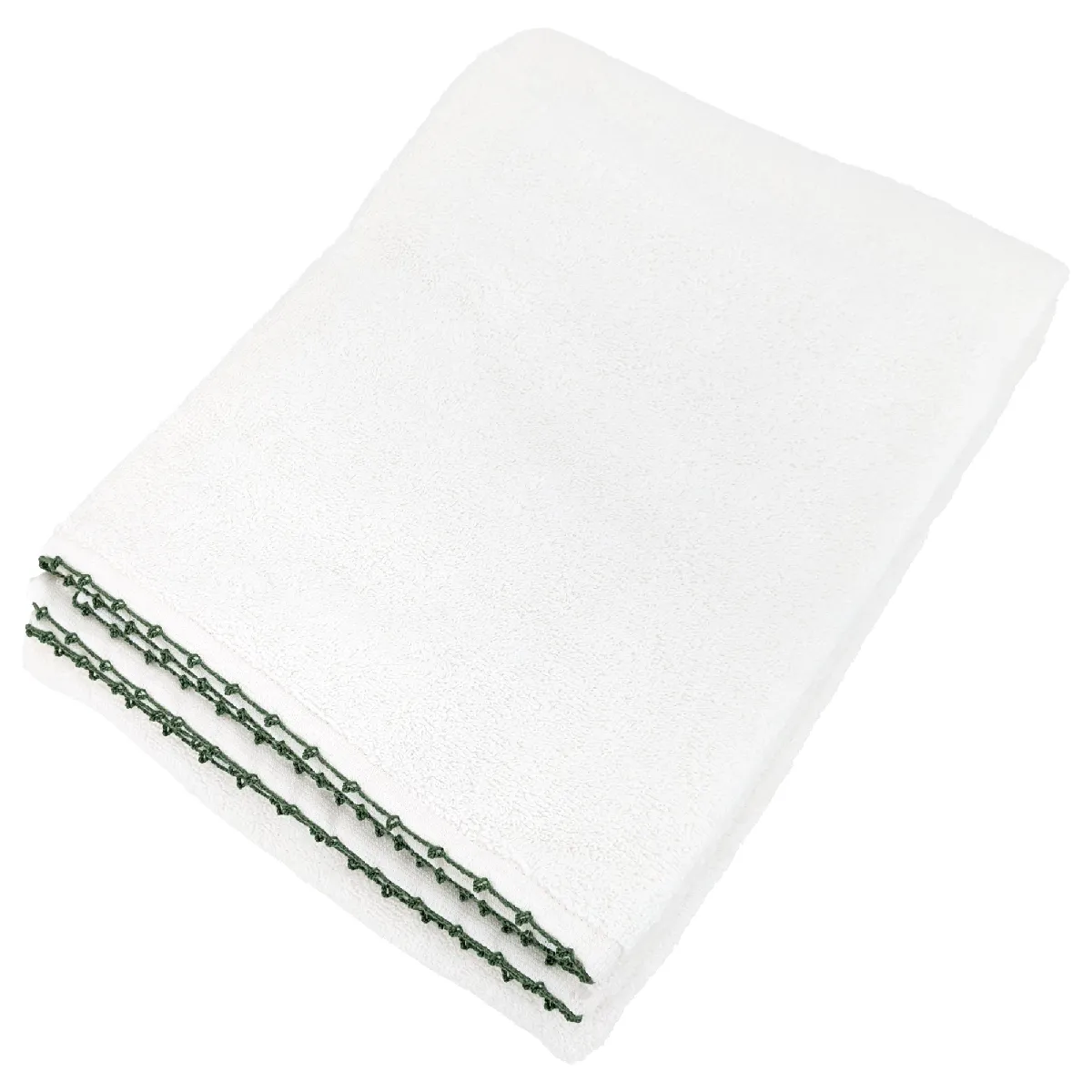 Drap De Douche 70x140 Cm Pur Coton Collection Orla Avec Picueta Vert
