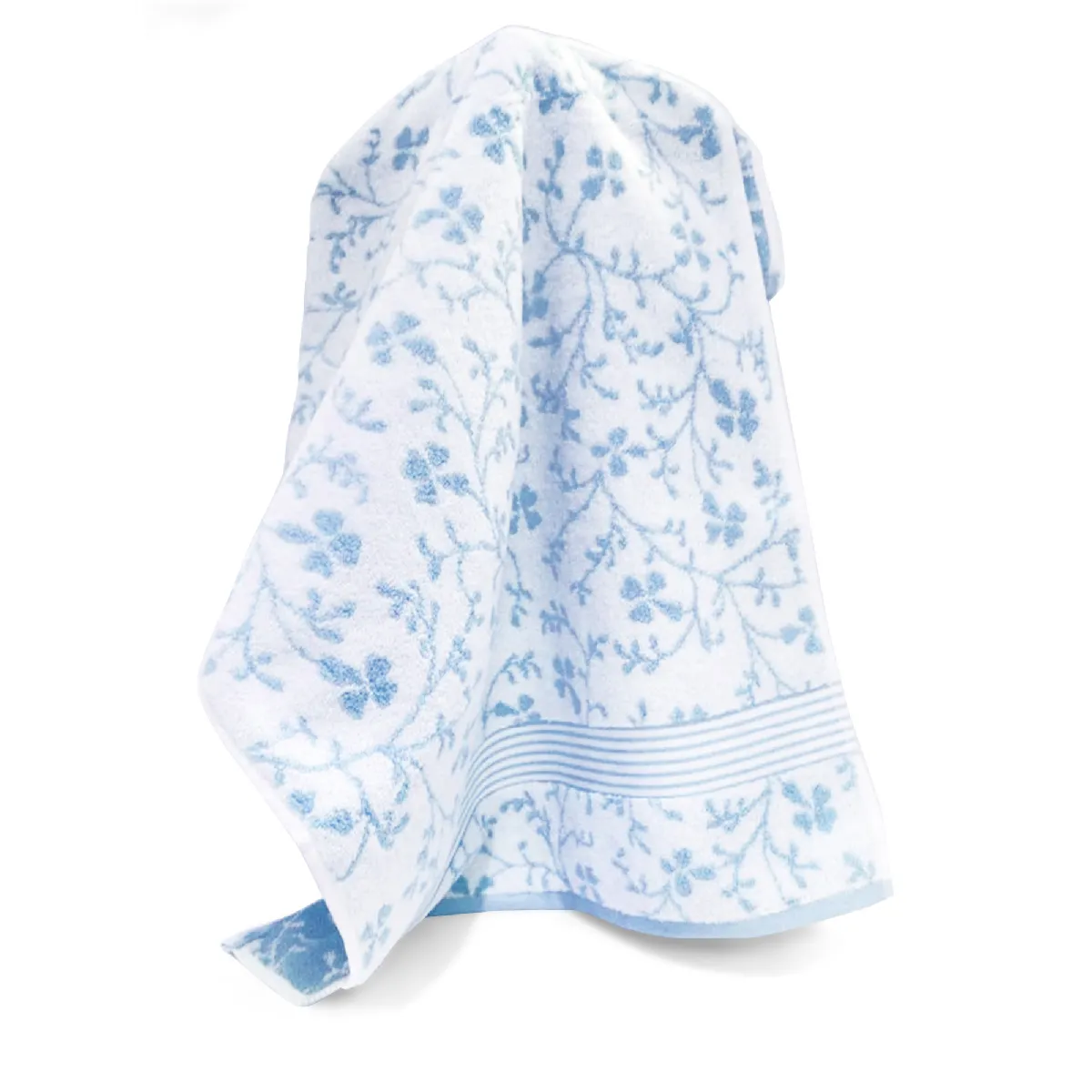 Serviette Invité 33x33 Cm Vintage Floral Bleu 550g/m2