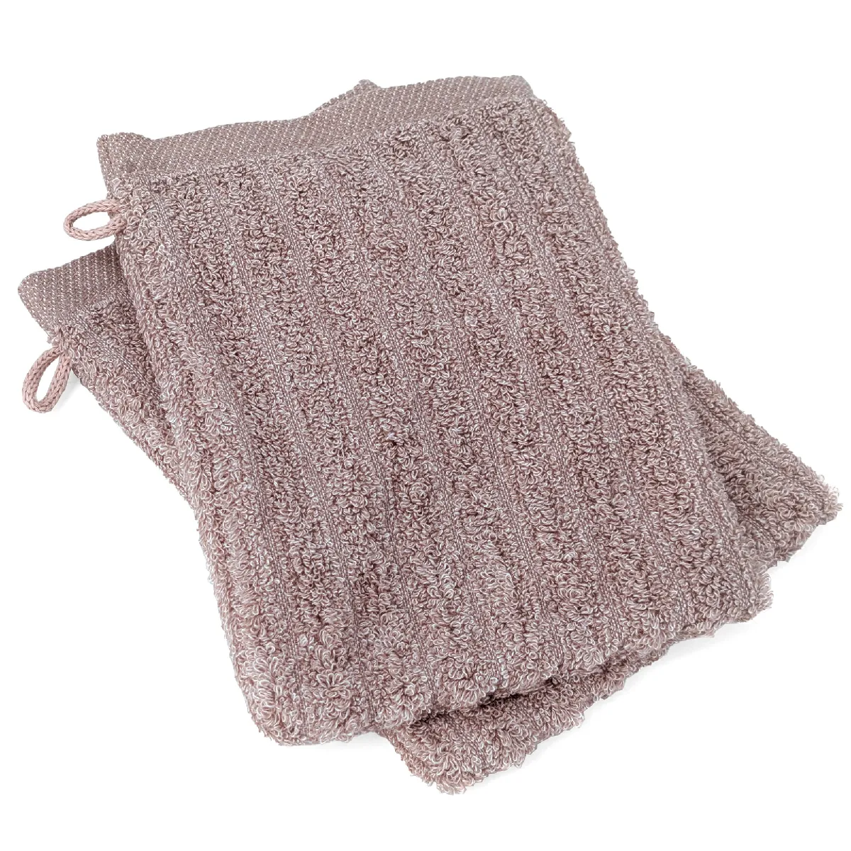 Lot De 2 Gants De Toilette Uni Coton 16x21 Cm Spectre Rose