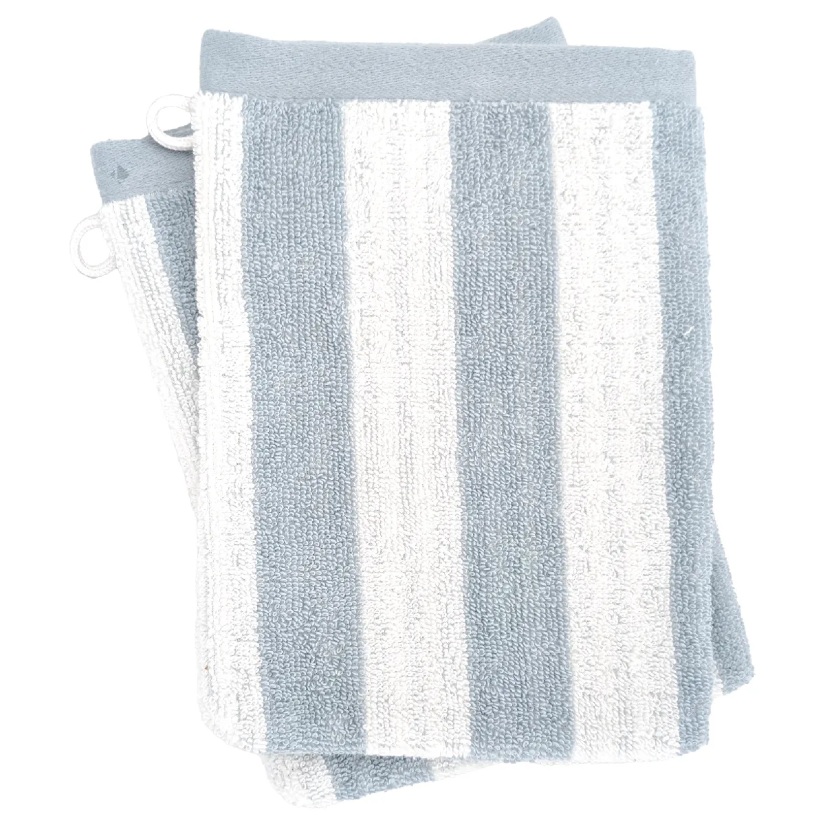 Lot De 2 Gants De Toilette 16x21 Cm Efficience Stripes Bleu Capri