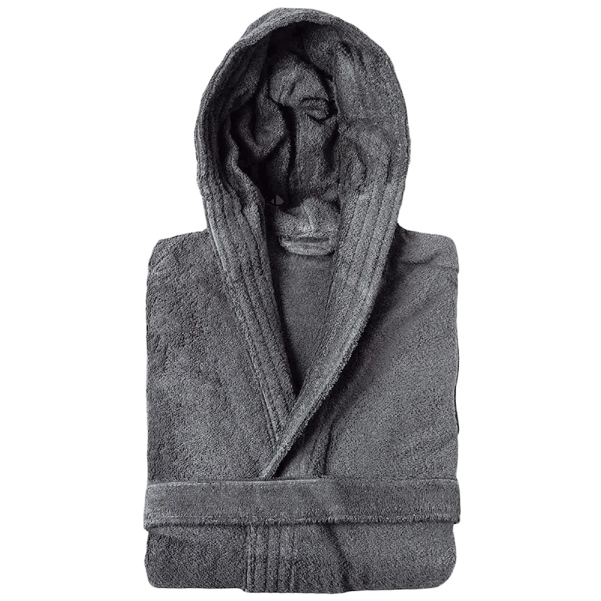Peignoir À Capuche Adulte Pure Coton Xl Hauteur Courte Gris Anthracite