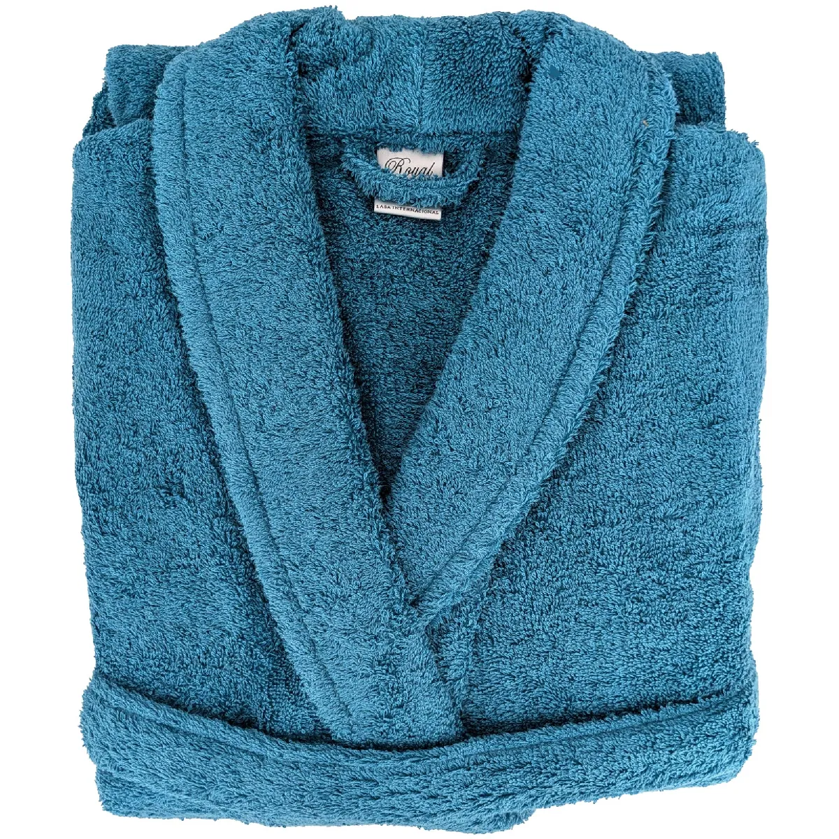 Peignoir Col Châle Royal Cresent Éponge Coton Taille L Bleu Céleste