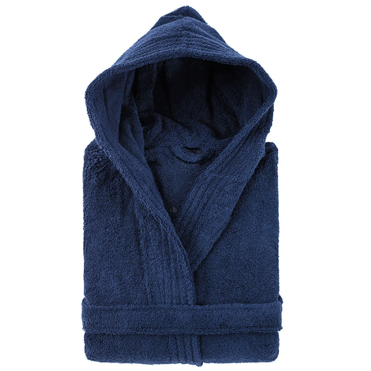 Peignoir À Capuche Adulte Pure Coton Xl Bleu Marine