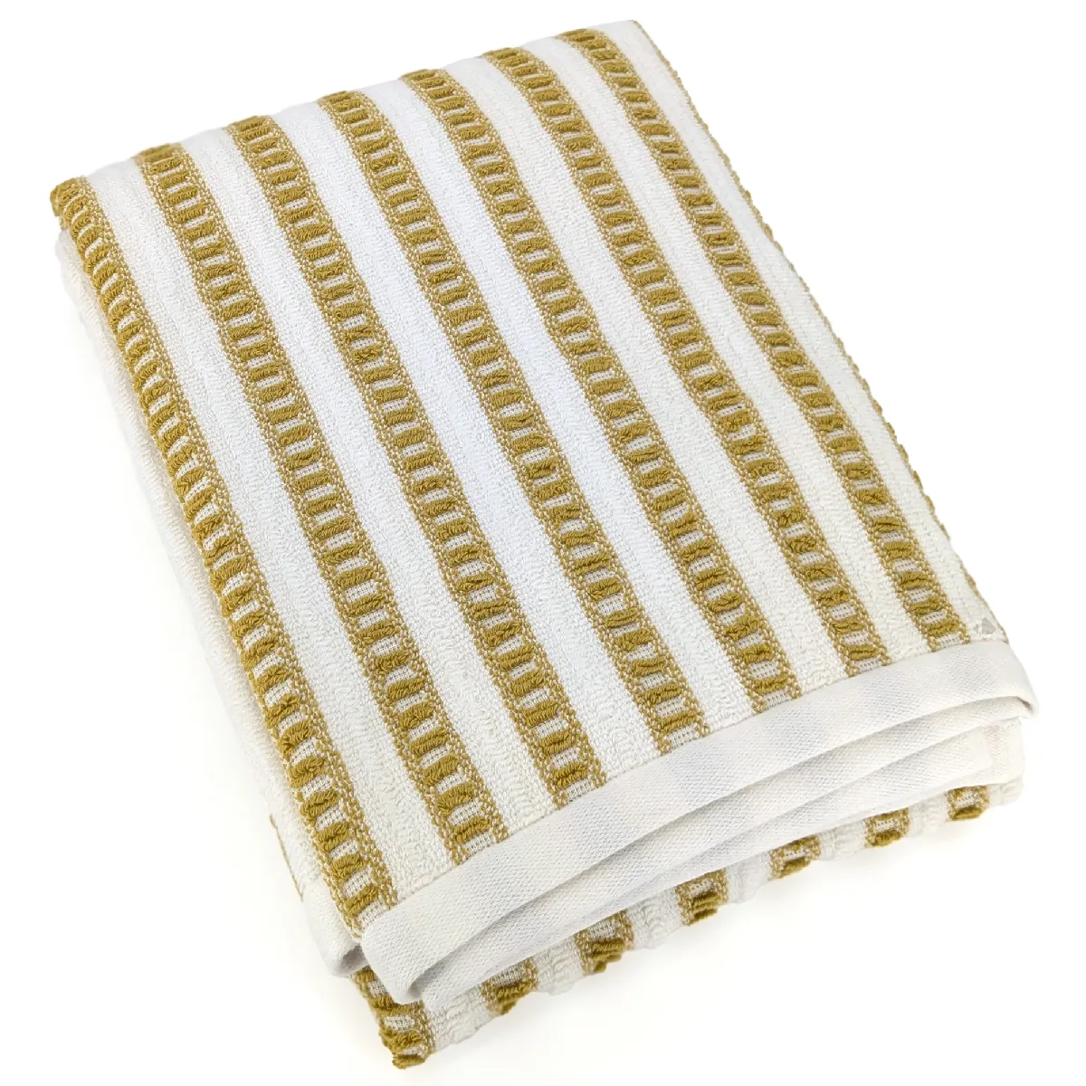 Drap De Bain Coton 100x150cm Santorini Rayures Jaune