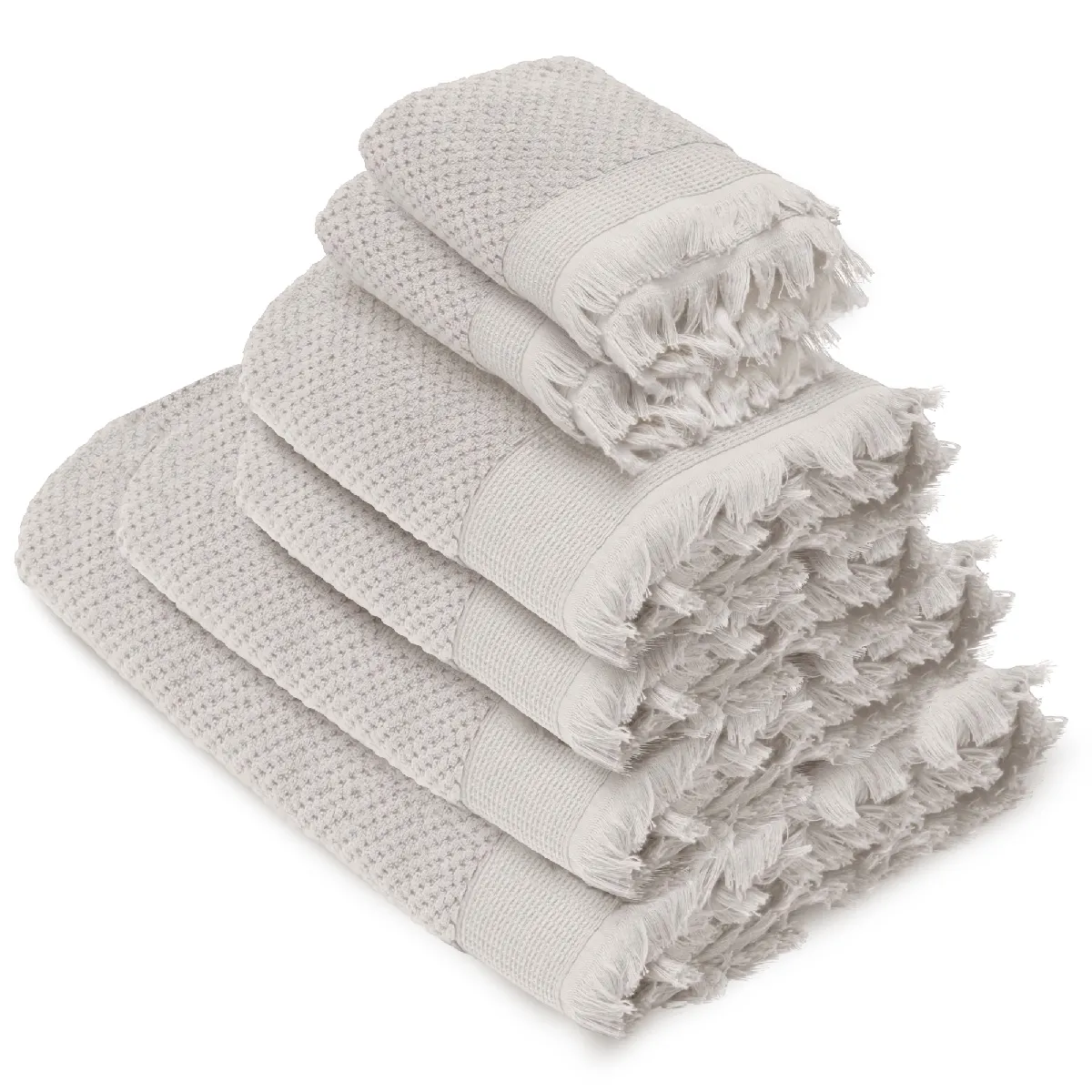 Parure De Bain Tethys 6 Pièces Micro-coton Blanc Perle