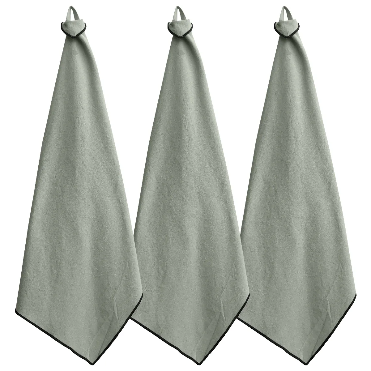 Lot De 3 Torchons De Cuisine 50x70 Cm Hono Vert Lichen