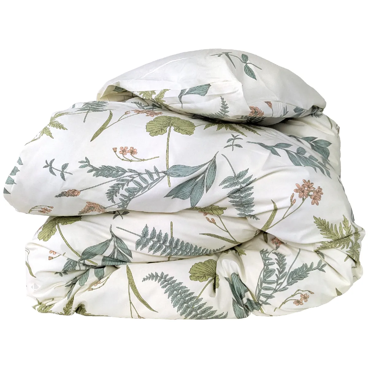 Housse De Couette 200x200 Cm Percale Coton Féerie Blanc Sauge
