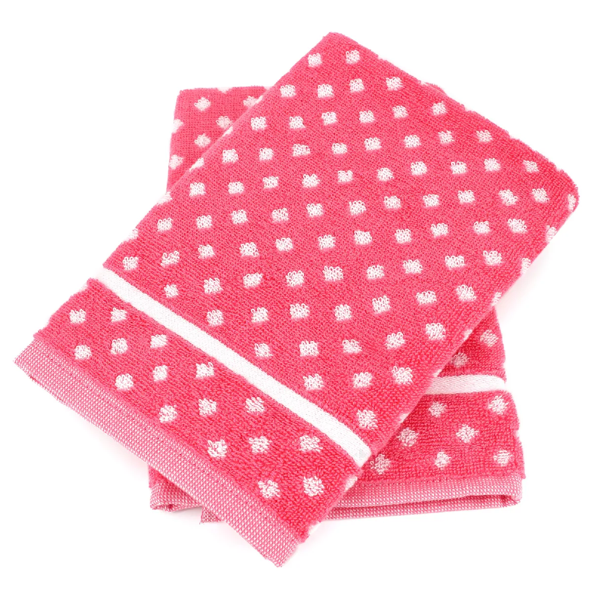 Lot De 2 Torchons De Cuisine Éponge 50x50 Cm Dots Rose